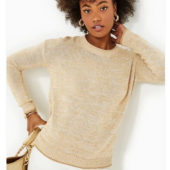 Lilly Pulitzer Bayport Sweater Sand Bar Marl S NWT - Picture 1 of 7